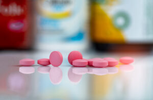 A small number of pink pills