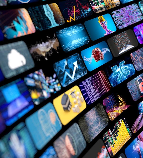 Media concept multiple television screens Media collage concept
