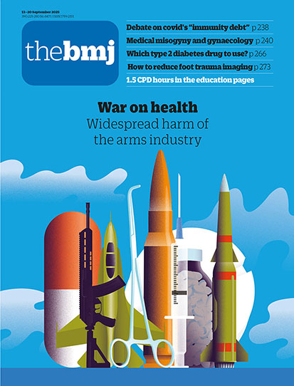 The BMJ arms cover The BMJ war on health cover