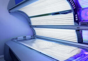 Sunbed, opened and switched on