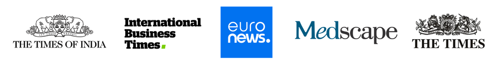 Logos: Times of India, International Business Times, Euro News, Medscape, The Times