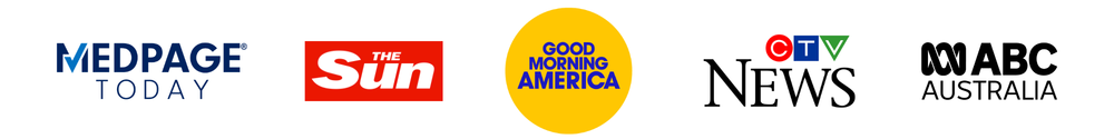 Logos: MedPage Today, The Sun, Good Morning America, CTV News, ABC Australia