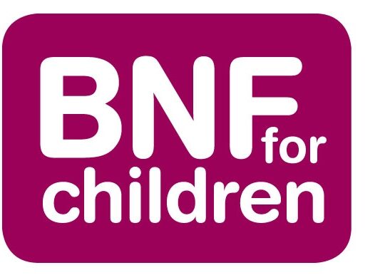 BNF for children logo: white text on a purple rounded-rectangle background.